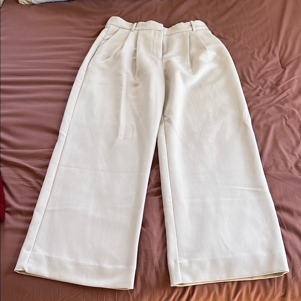 Abercrombie & Fitch Cream Wide-Leg Trousers